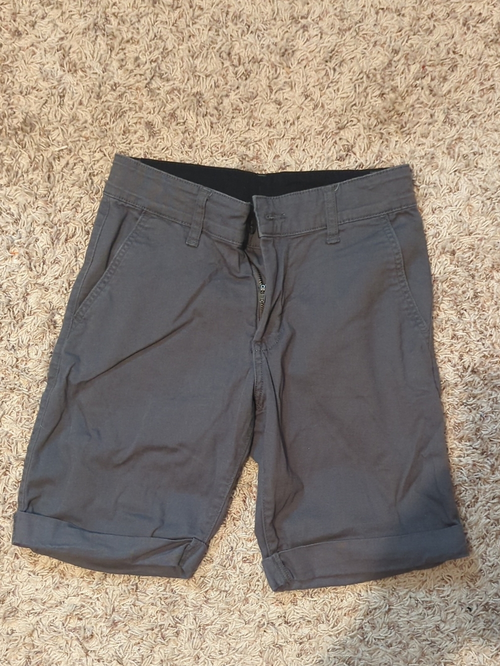 Kids Gray Casual Roll-Cuff Shorts